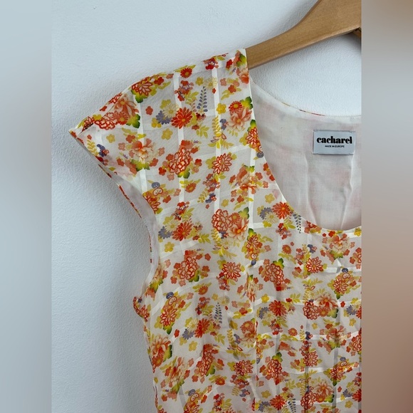 CACHAREL Vintage Silk A-Line Sundress with Flutter Cap Sleeves Size S - Picture 8 of 9